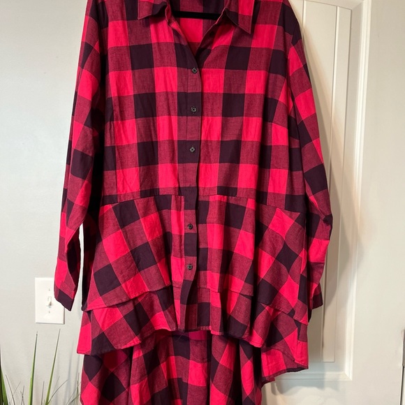 Drop waist peplum top plus size buffalo check ptp27 1/2 length 22 - Picture 6 of 7